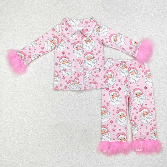 Baby Girls Christmas Pink Santas Shirt Pants Clothes Sets