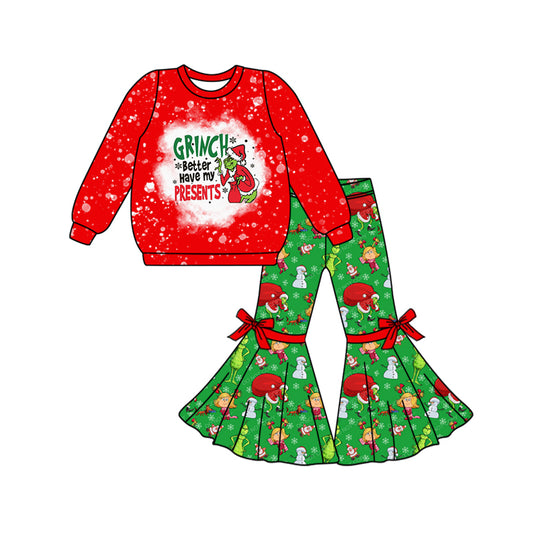 Baby Girls Christmas Frog Red Tops Bell Pants Clothes Sets Preorder