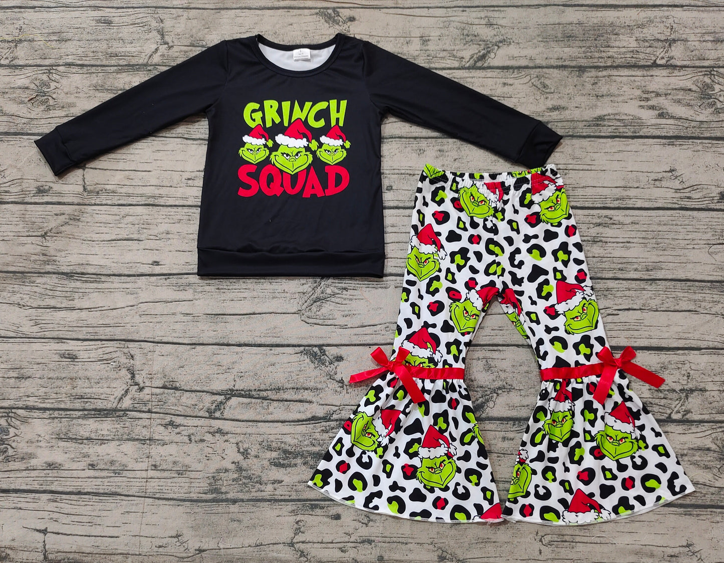 Baby Girls Christmas Frog Squad Tops Bell Pants Clothes Sets