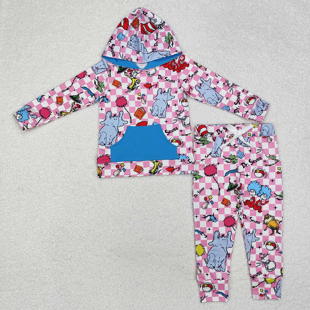 Baby Girls Reading Teacher Hooded Tops Pants Clothes Sets