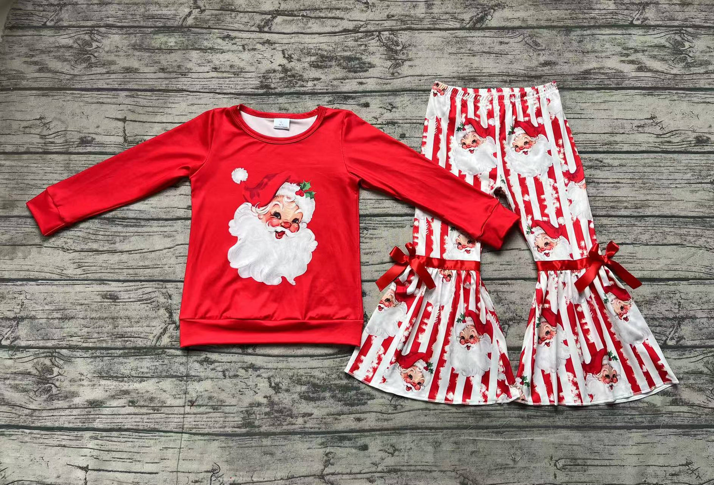 Baby Girls Christmas Santa Top Bell Pants Clothes Sets