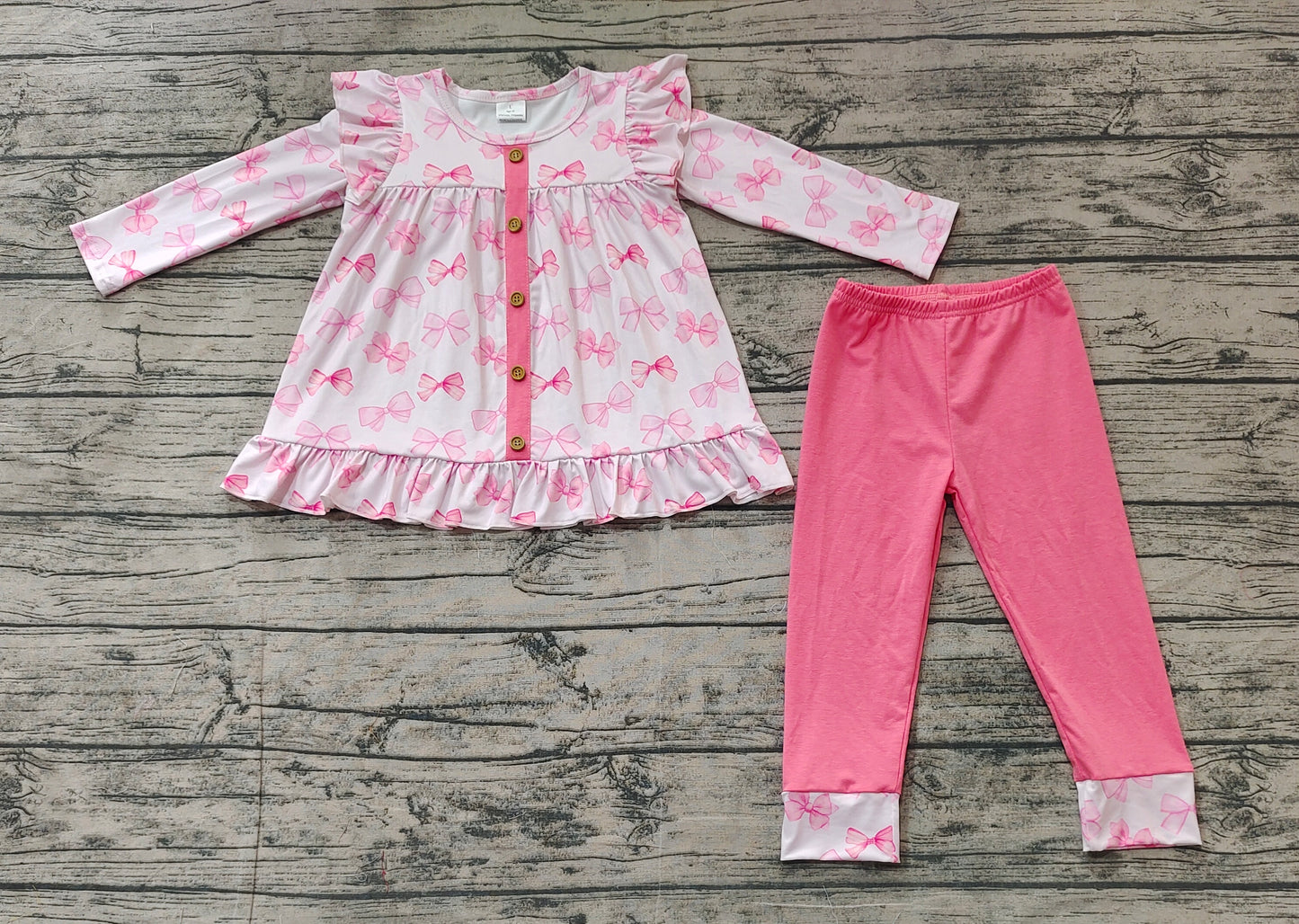 Baby Girls Pink Bows Tunic Top Legging Clothes Sets