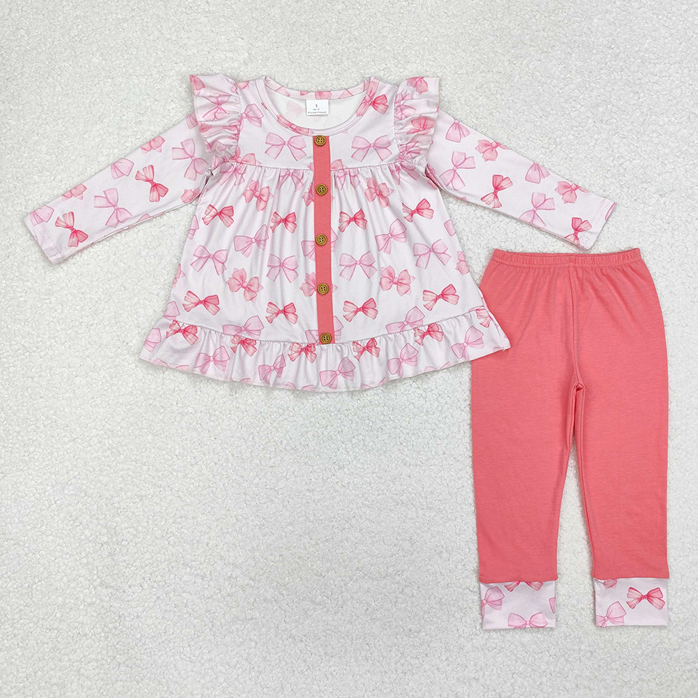 Baby Girls Pink Bows Tunic Top Legging Clothes Sets