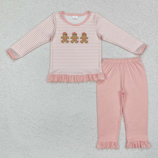 Sibling Baby Boys Girls Embroidery Hats Gingerbread Top Pants Christmas Clothes Sets