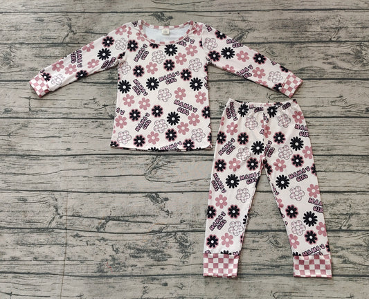 Baby Girls Mama's Girl Flowers Bamboo Pajamas Clothes Sets