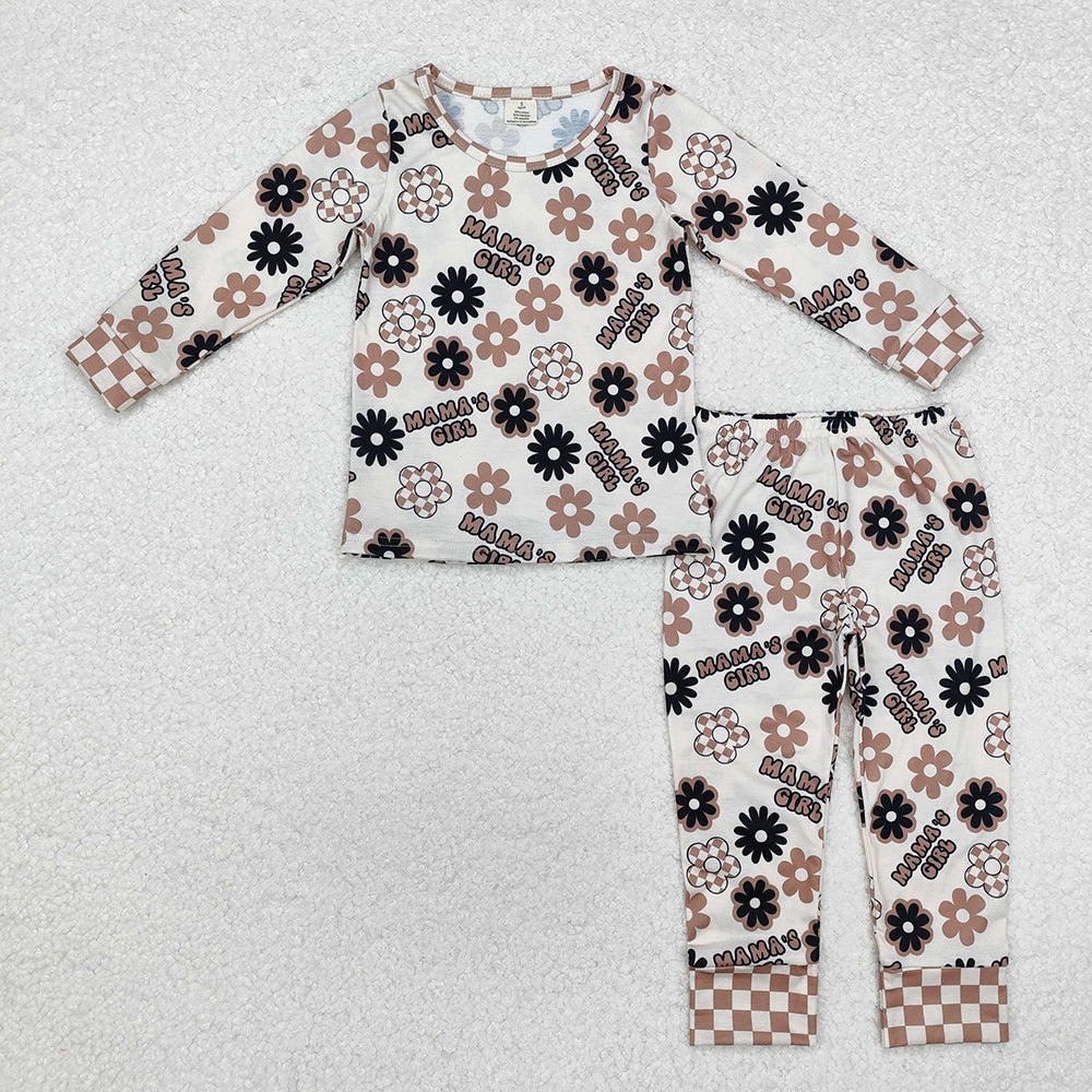 Baby Girls Mama's Girl Flowers Bamboo Pajamas Clothes Sets