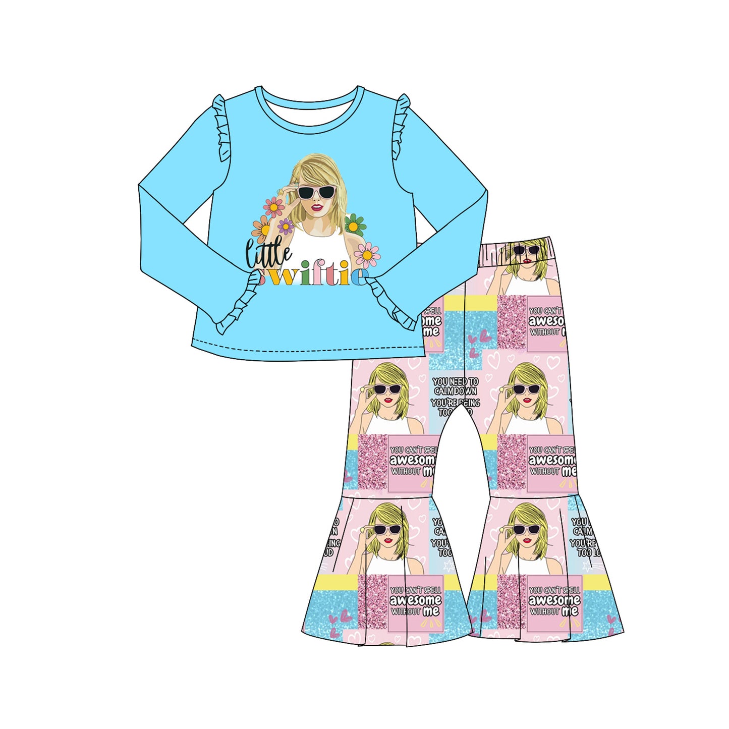 Baby Girls Little Swiftie Singer Top Bell Pants Clothes Sets Preorder