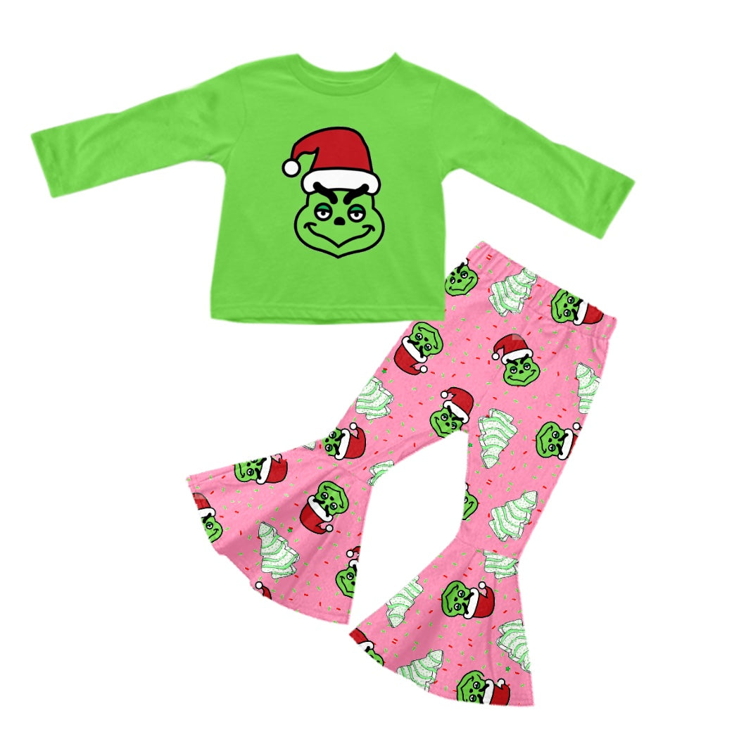 Baby Girls Christmas Green Frog Shirt Bell Pants Clothes Sets Preorder