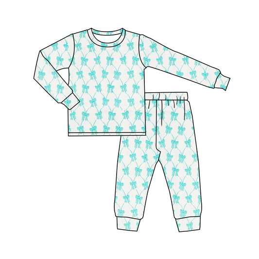 Baby Girls Blue Bows Shirts Pants Pajamas Clothes Sets Preorder