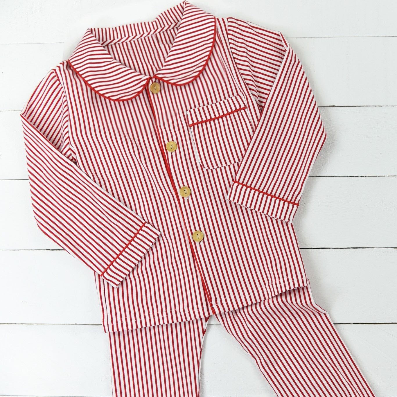 Baby Girls Red Stripes Buttons Shirts Pants Pajamas Clothes Sets Preorder