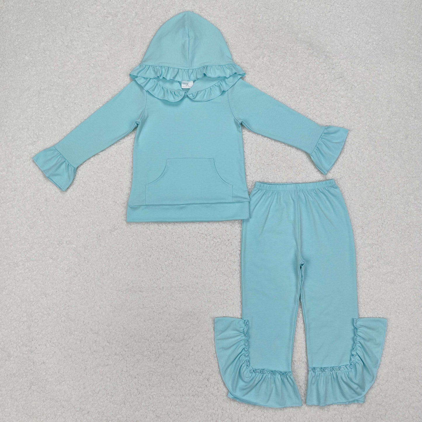 Sibling Baby Girls Colorful Cotton Hooded Ruffle Top Bell Pants Clothes Sets