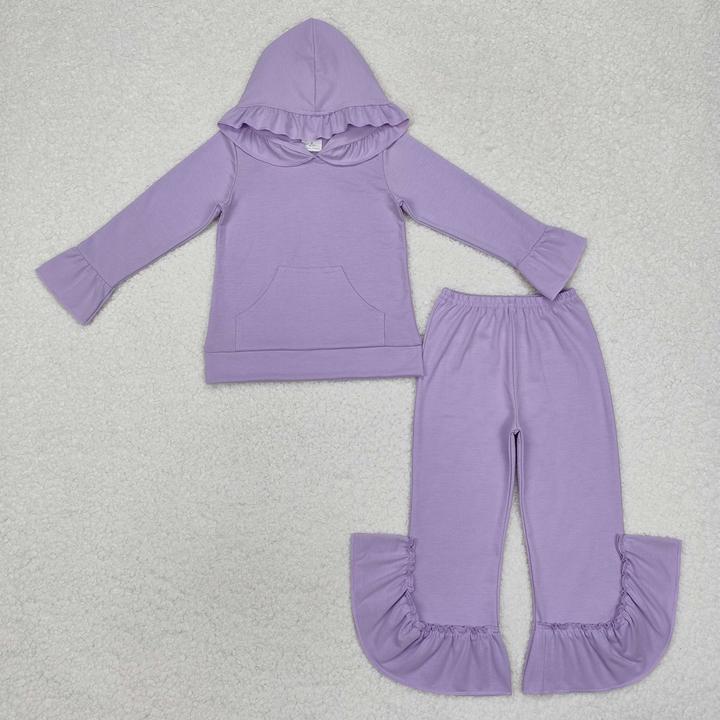 Sibling Baby Girls Colorful Cotton Hooded Ruffle Top Bell Pants Clothes Sets