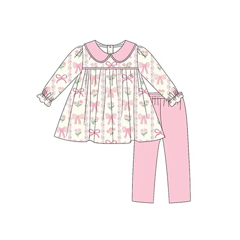 Baby Girls Pink Bows Tunic Legging Outfits Clothes Sets Preorder