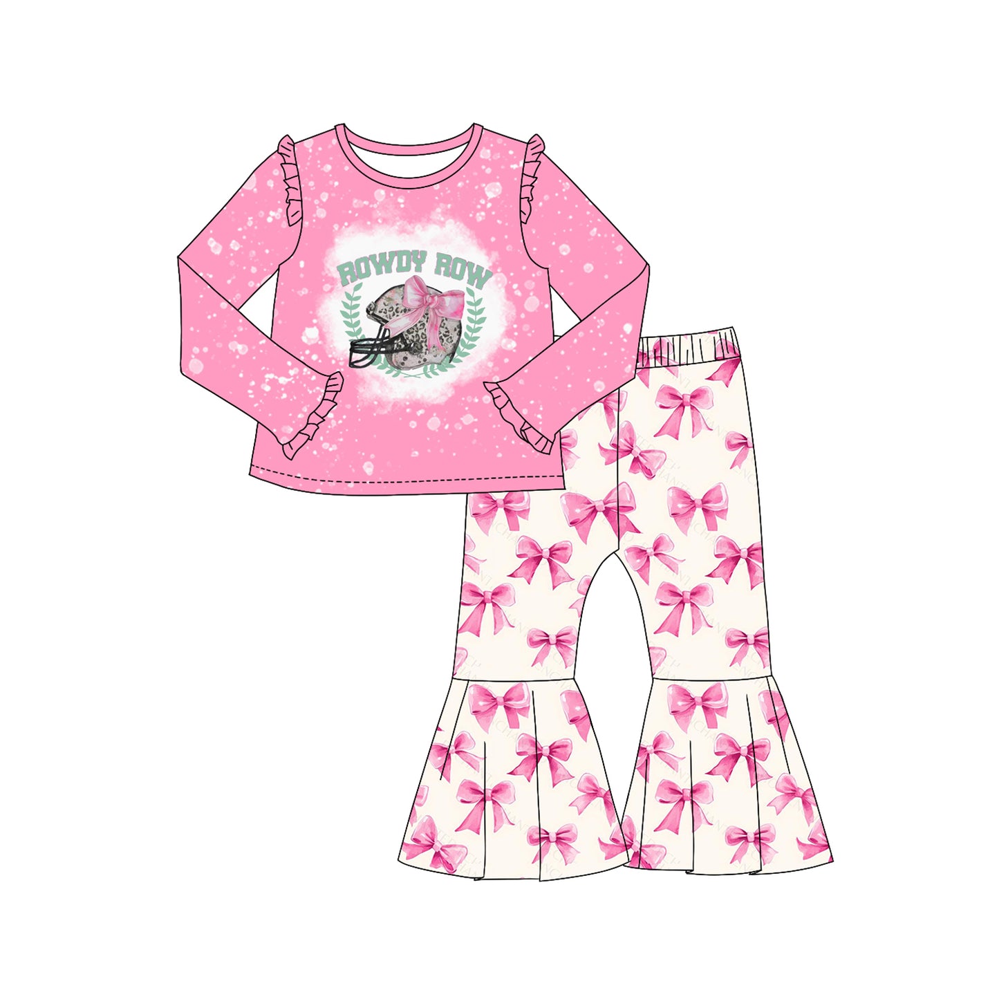 Baby Girls Rowdy Row Top Bell Bottom Pants Clothes Sets Preorder