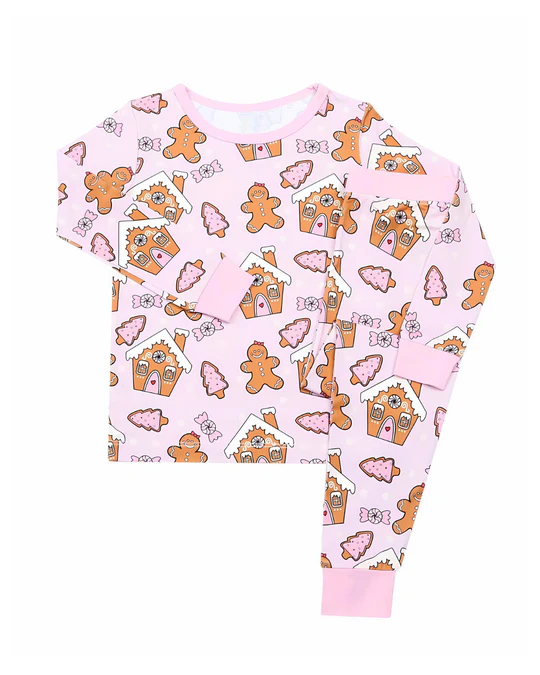 Baby Girls Pink Christmas House Candy Shirt Pants Pajamas Clothes Sets Preorder