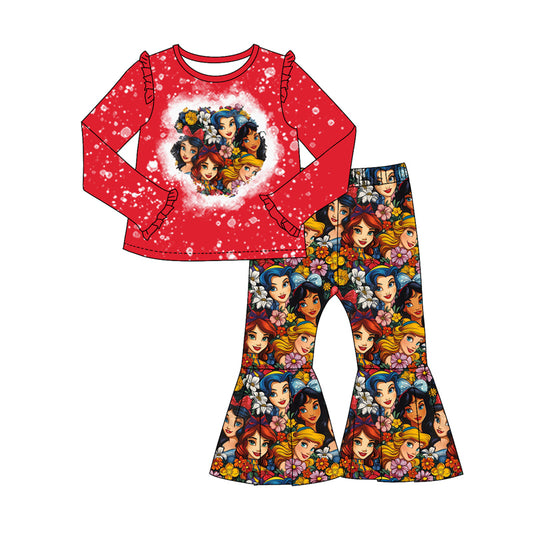 Baby Girls Flowers Princess Fall Top Bell Pants Clothes Sets Preorder