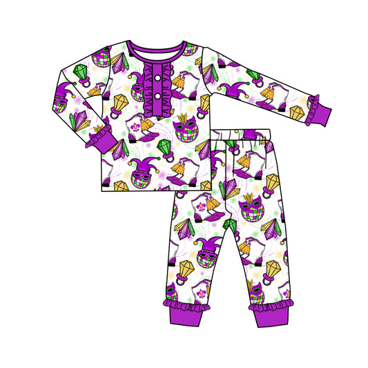 Baby Girls Mardi Gras Disco Top Pants Pajamas Clothes Sets Preorder