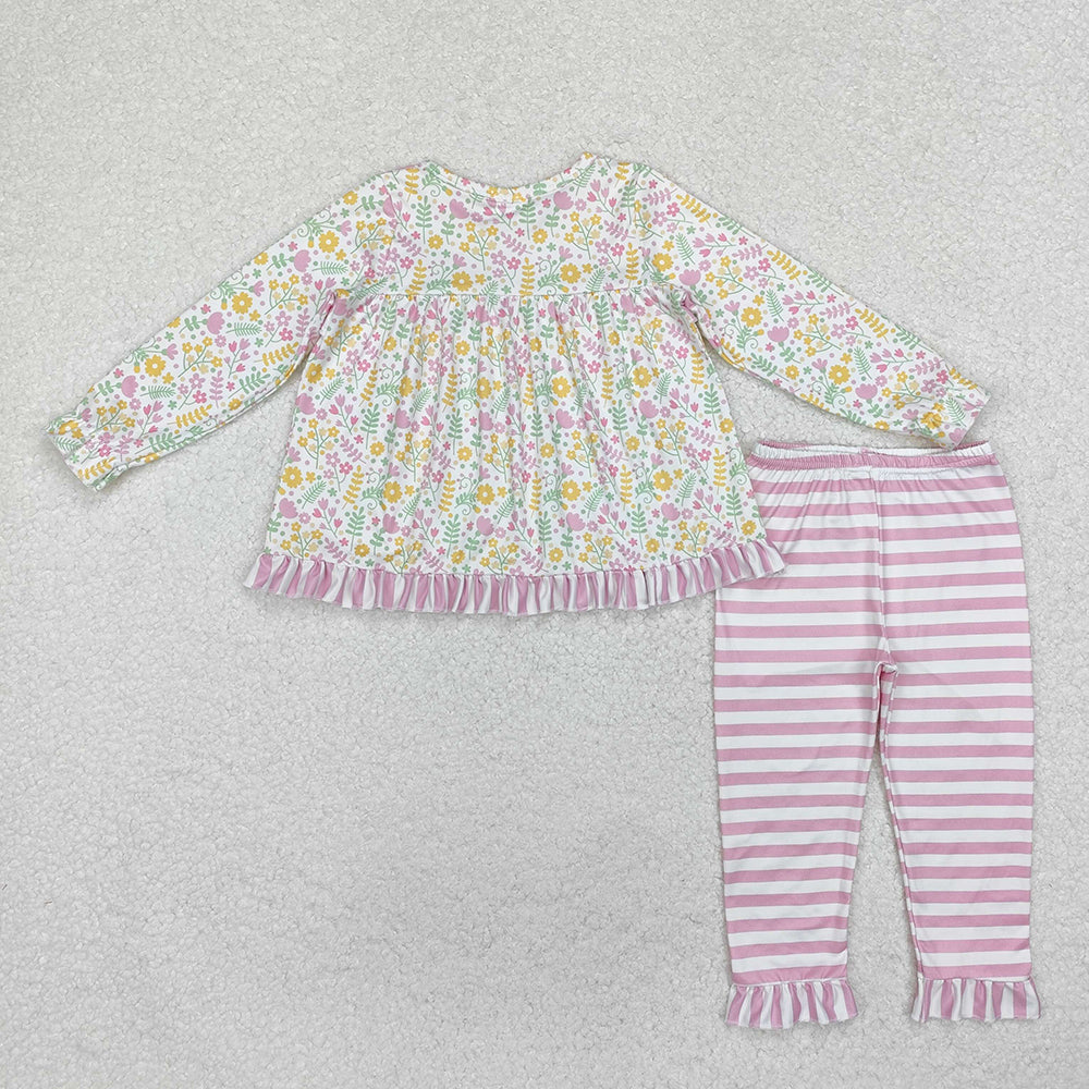 Baby Girls Spring Flowers Ruffle Top Legging Clothes Sets