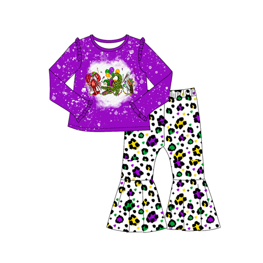 Baby Girls Mardi Gras Crocodile Top Bell Pants Clothes Sets Preorder