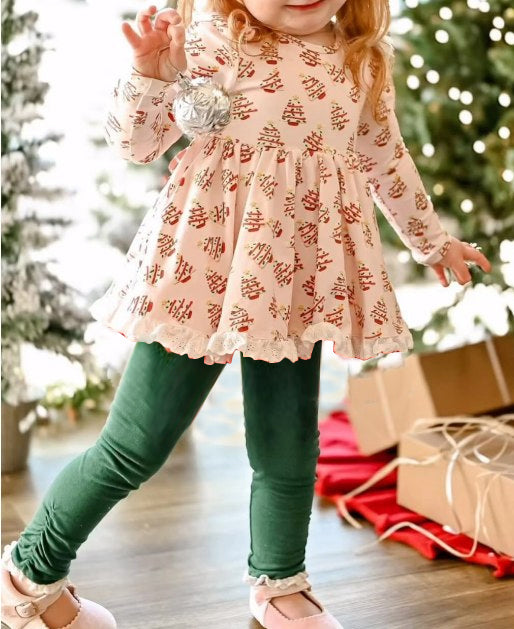 Baby Girls Christmas Tree Cake Tunic Top Legging Clothes Sets Preorder