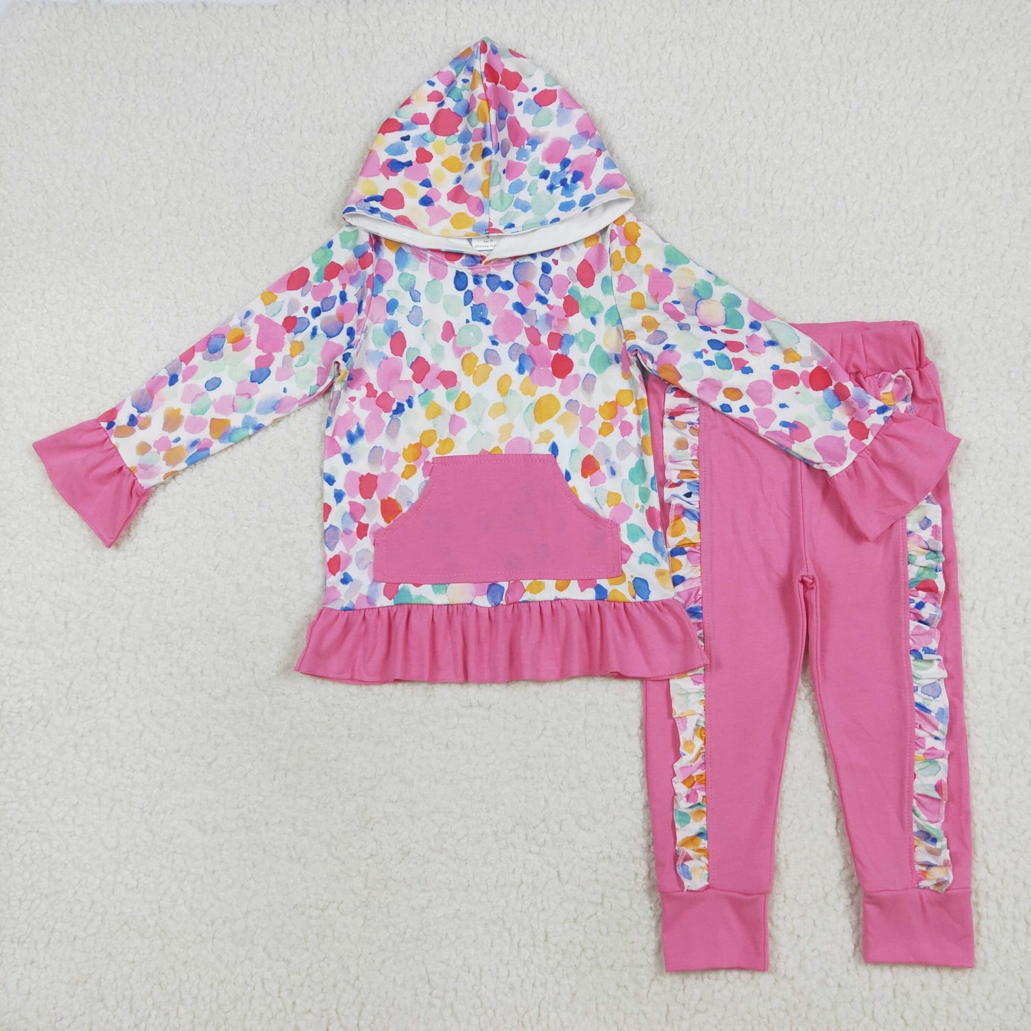 Sibling Baby Girls Floral Dinosaurs Pockets Hoodies Ruffle Leggings Pant Clothes Sets