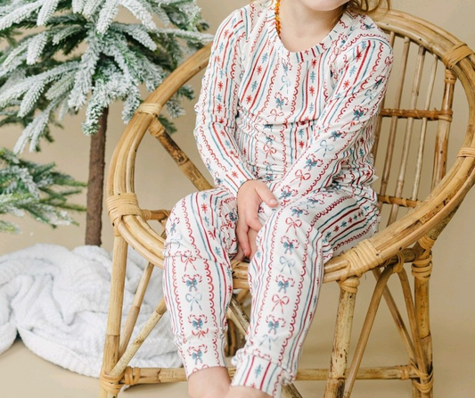 Baby Girls Christmas Candy Cane Top Pants Pajamas Clothes Sets Preorder