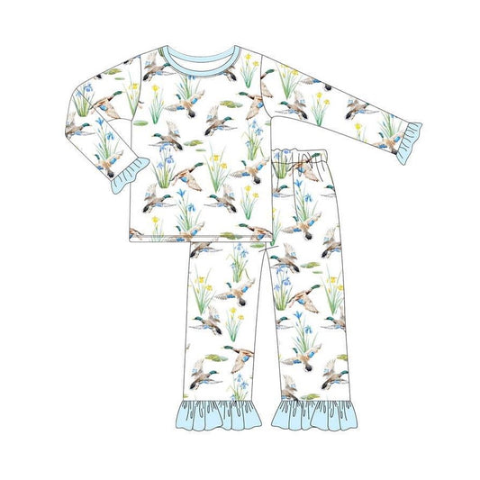 Baby Girls Blue Mallard Ducks Hunting Shirts Pants Pajamas Clothes Sets Preorder