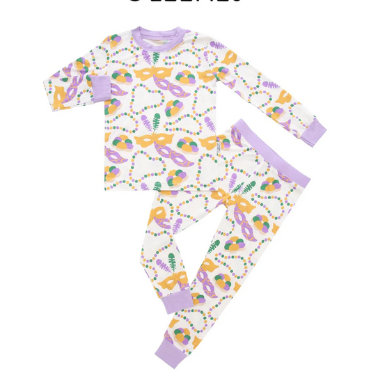 Baby Girls Mardi Gras Masks Lavender Shirts Pants Pajamas Clothes Sets Preorder