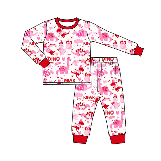 Baby Girls Valentines Dinosaurs Hearts Shirts Pants Pajamas Clothes Sets Preorder