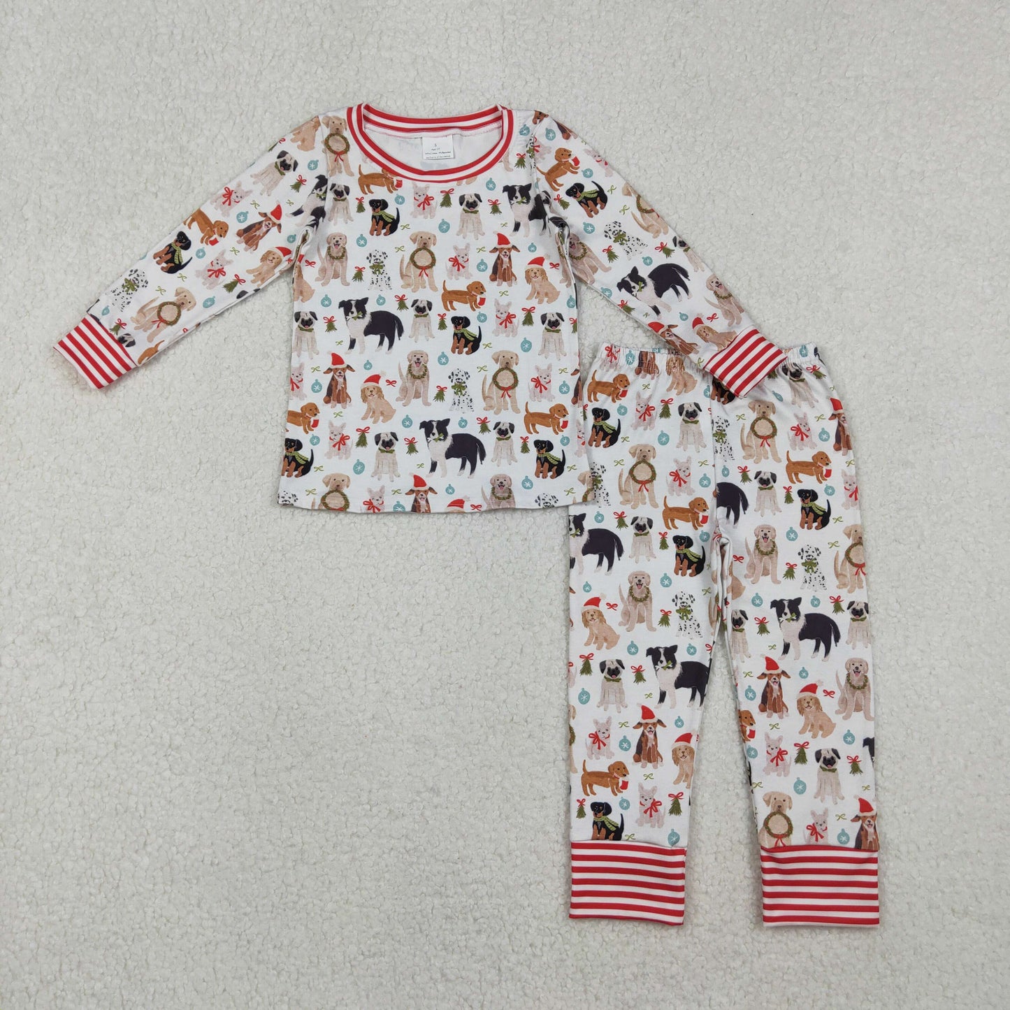 Sibling Baby Girls Christmas Long Sleeves Bows Holly Boots Top Pant Pajamas Sets