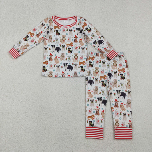 Sibling Baby Girls Christmas Long Sleeves Bows Holly Boots Top Pant Pajamas Sets