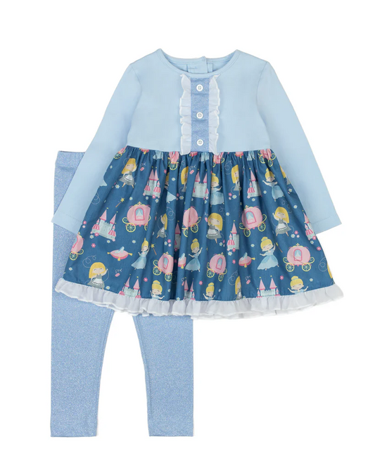 Baby Girls Blue Princess Tunic Legging Clothes Sets Preorder