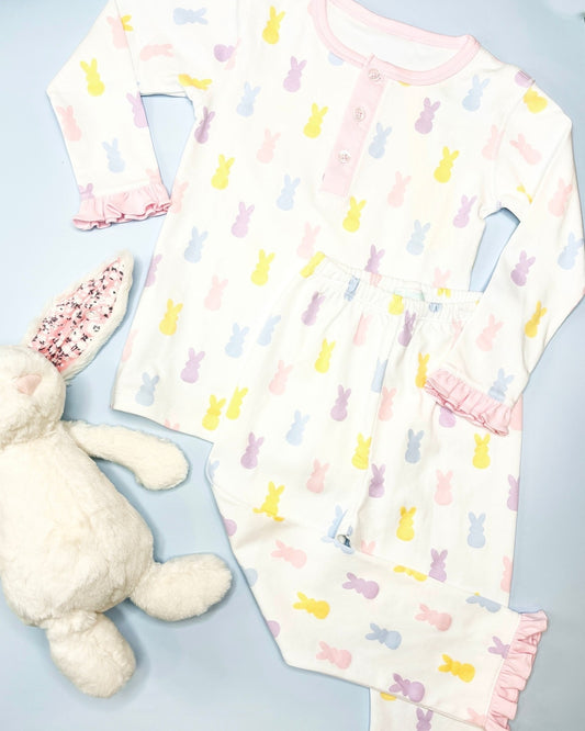 Baby Girls Pink Bunny Easter Shirts Pants Pajamas Clothes Sets Preorder