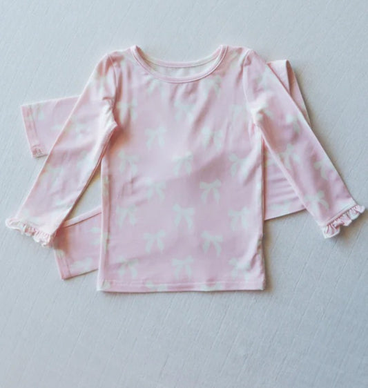 Baby Girls Pink Bows Shirt Pants Pajamas Clothes Sets Preorder