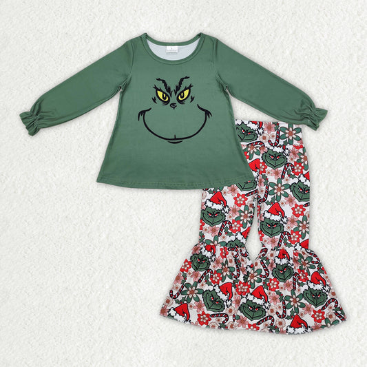 Baby Girls Christmas Frog Smile Tops Bell Pants Clothes Sets