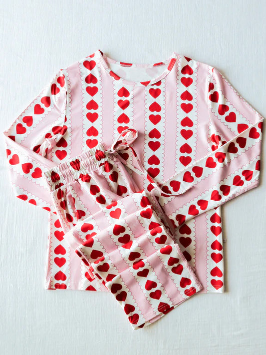 Adult Women Valentines Hearts Stripes Tops Pants Pajamas Preorder