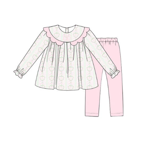 Baby Girls Valentines Pink Hearts Flowers Tunic Legging Clothes Sets Preorder