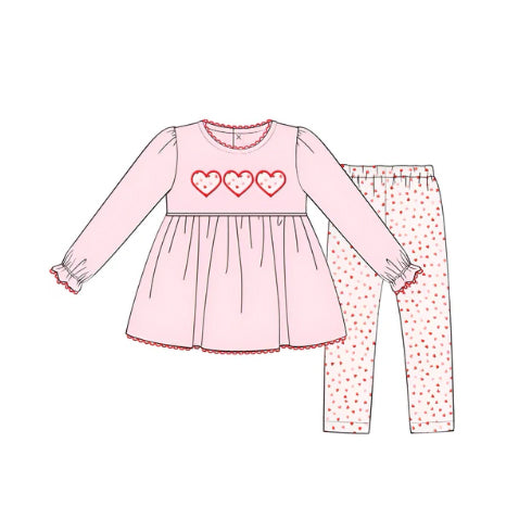 Baby Girls Valentines Pink Hearts Tunic Legging Clothes Sets Preorder