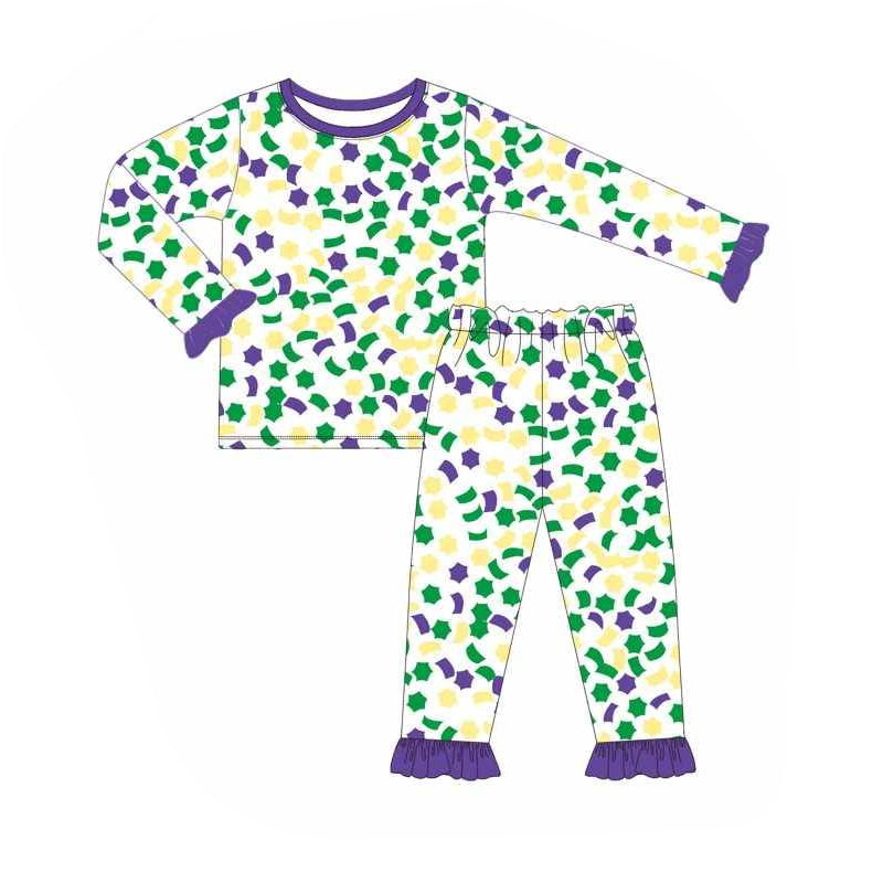 Baby Girls Mardi Gras Shirt Pants Pajamas Kids Clothing Sets Preorder