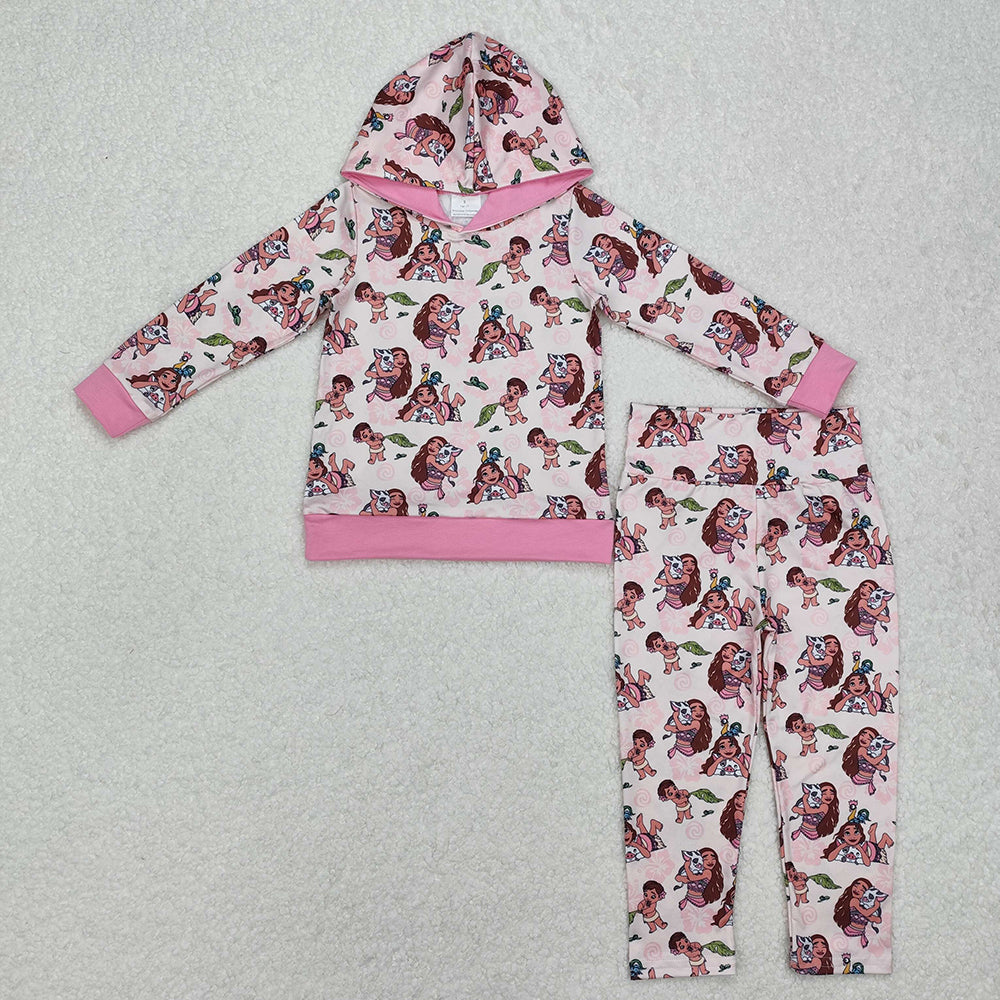 Baby Girls Island Pink Princess Pig Hood Top Pants Clothes Sets