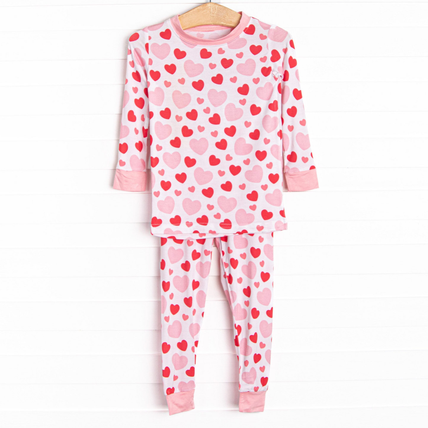 Baby Girls Valentines Pink Heart Top Pants Pajamas Clothes Sets Preorder