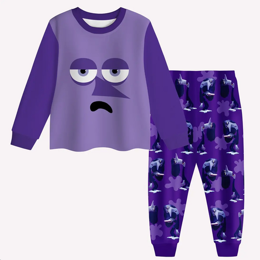 Baby Girls Purple Cartoon Top Pants Pajamas Clothes Sets Preorder