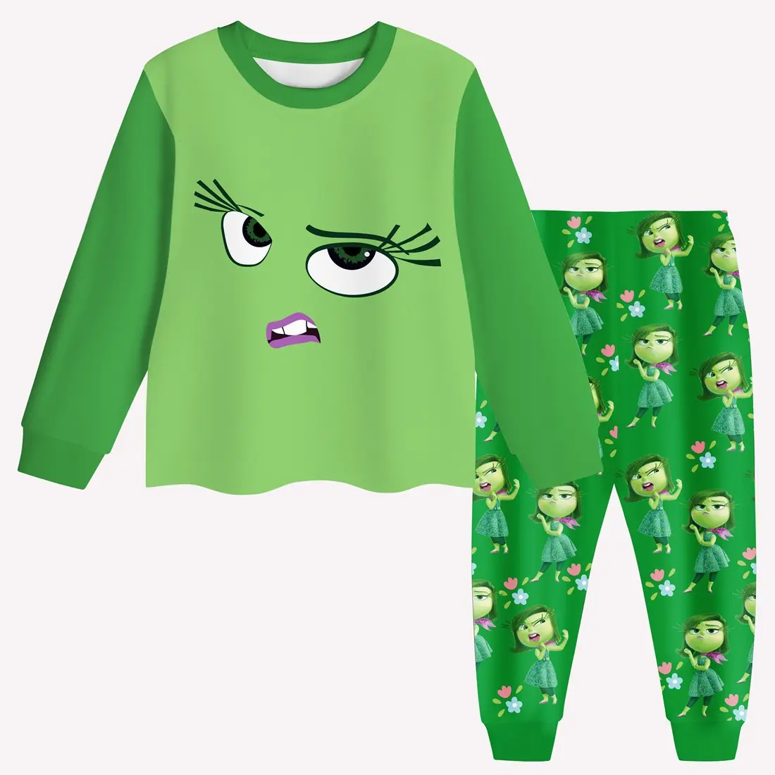 Baby Girls Green Cartoon Top Pants Pajamas Clothes Sets Preorder