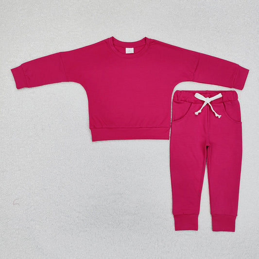 Baby Girls Dark Pink Shirt Pants Sports Clothes Sets