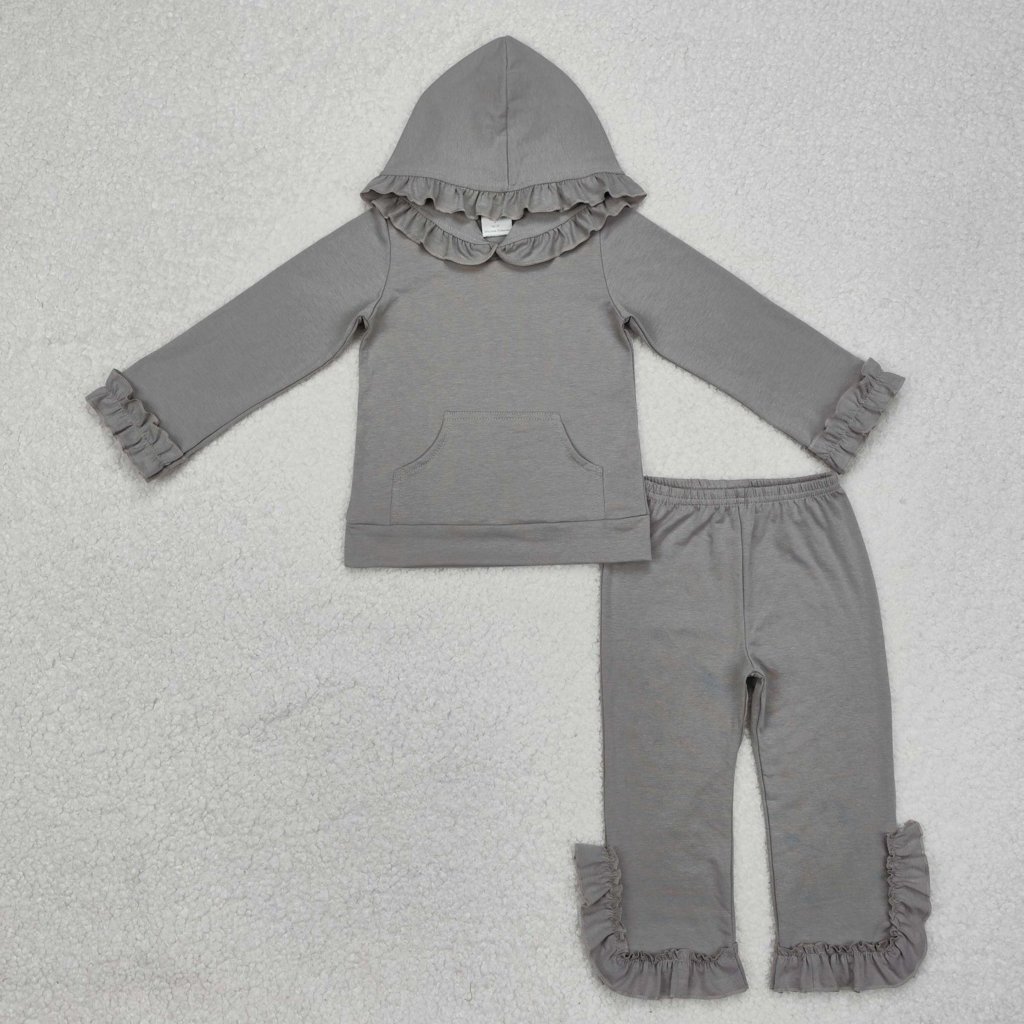 Sibling Baby Girls Colorful Cotton Hooded Ruffle Top Bell Pants Clothes Sets