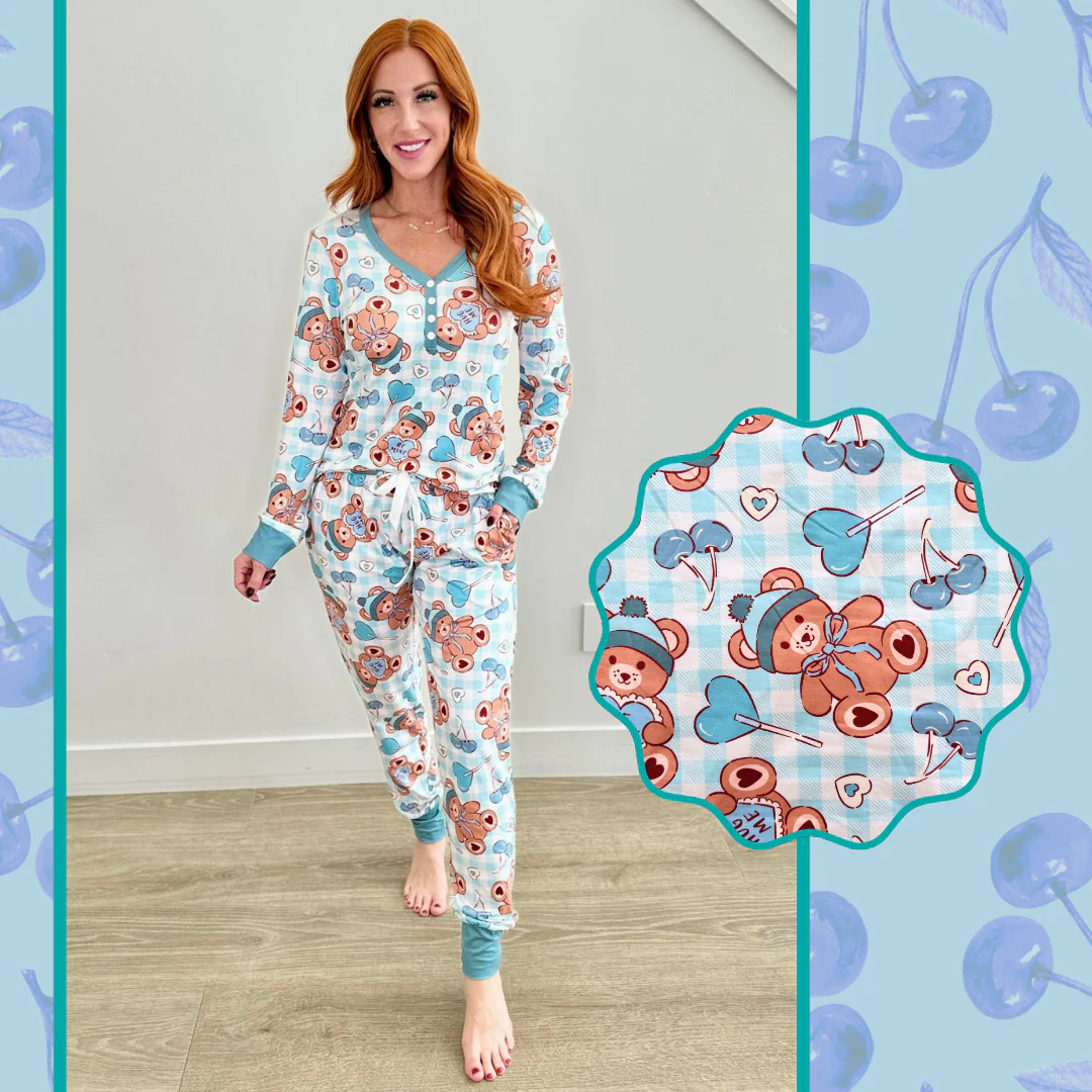 Adult Women Valentines Heart Bears Tops Pants Pajamas Preorder