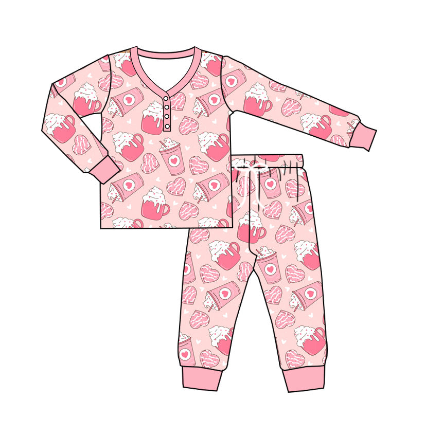 Adult Women Valentines Heart Cups Tops Pants Pajamas Preorder