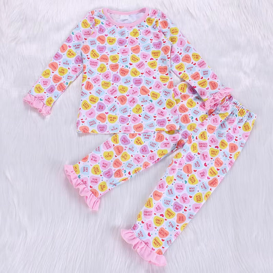 Baby Girls Valentines Hearts Shirt Pants Pajamas Clothes Sets Preorder