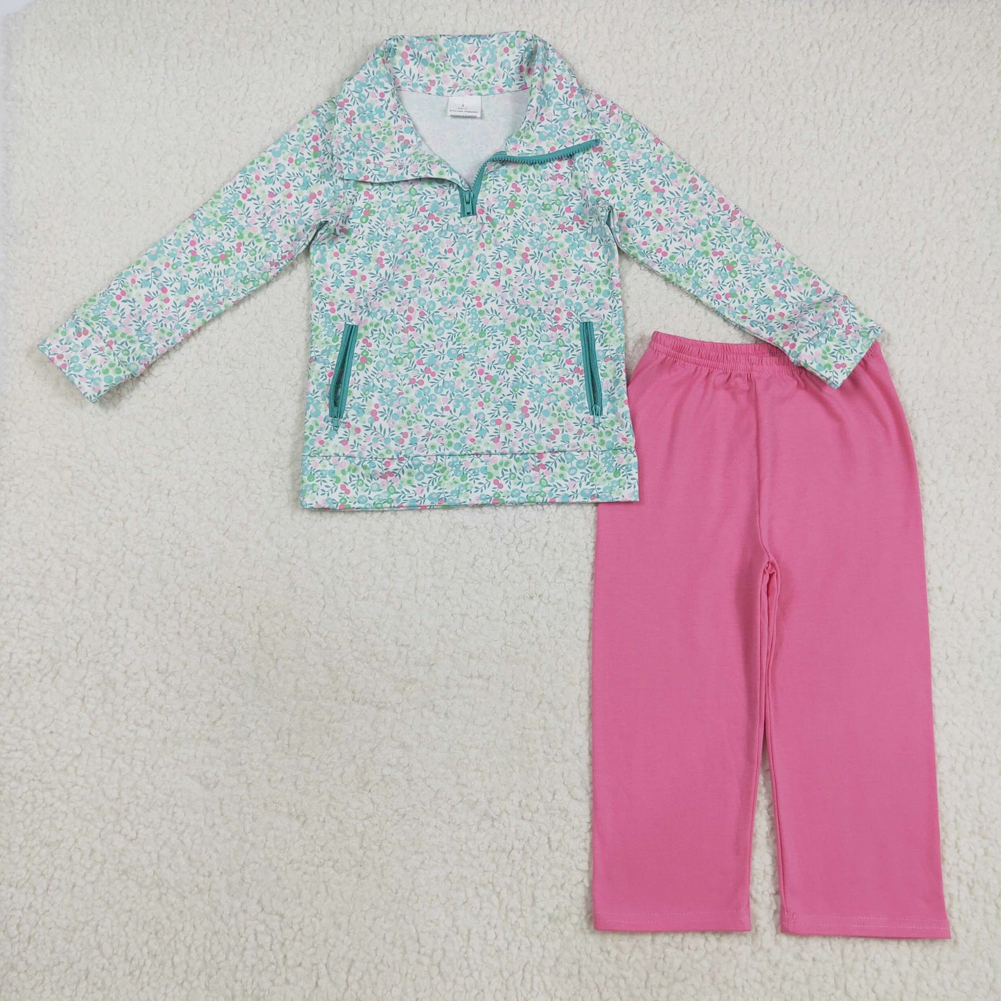 Sibling Baby Boys Girls Floral Leopard Zipper Pullovers Leggings Pant Fall Clothes Sets