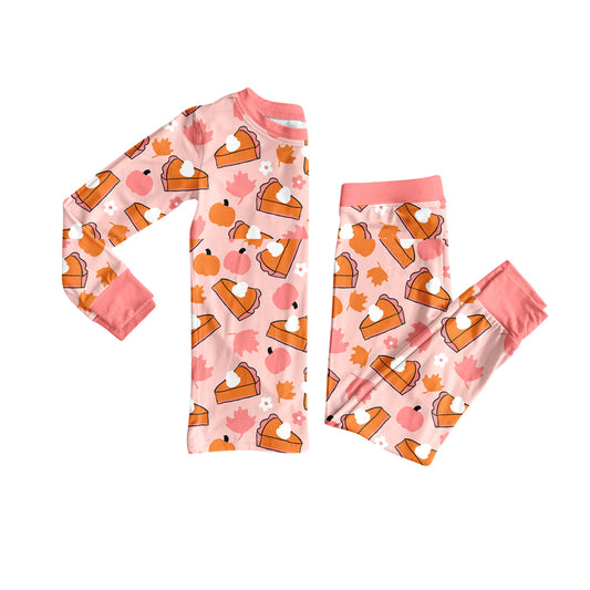 Baby Girls Pink Long Sleeves Cakes Pumpkins Top Pant Pajamas Set Preorder